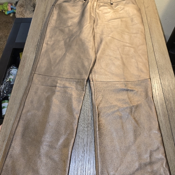 Sharon  Young Sz. 10 Bronze Leather Pants - Picture 7 of 11